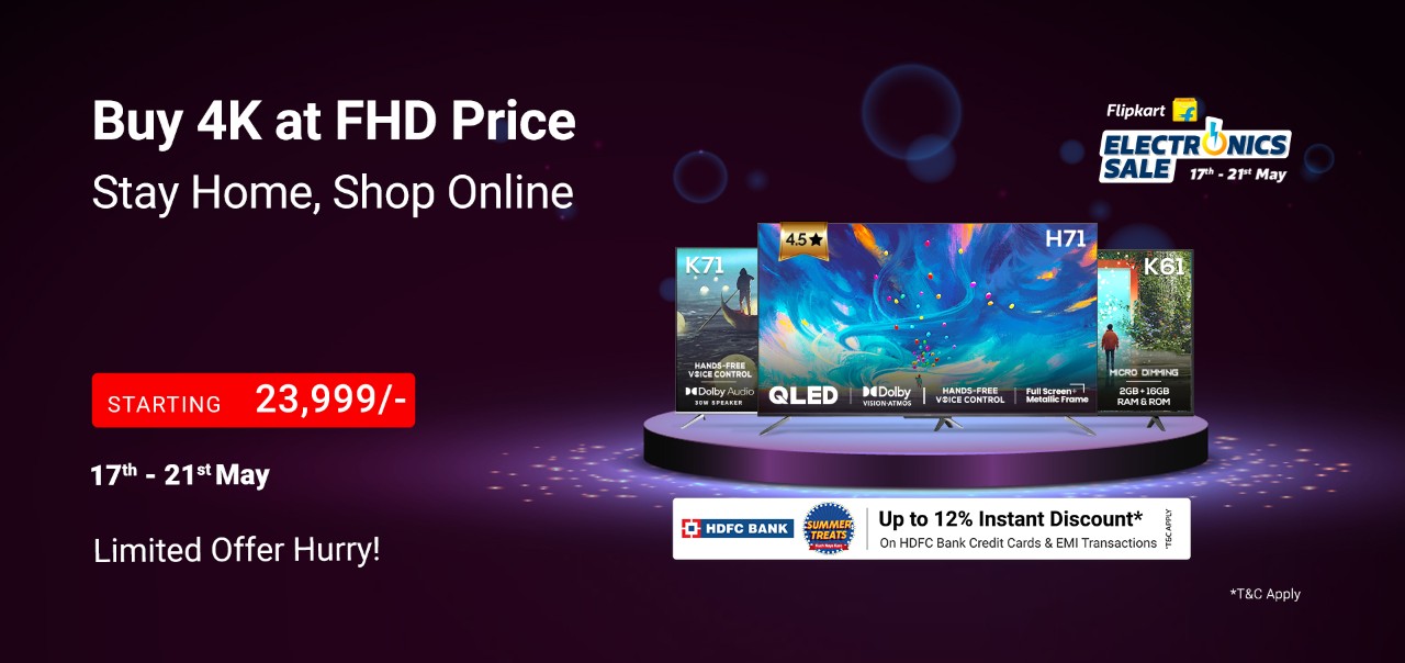 iFFALCON 4K TV Exciting Discounts On Flipkart Electronic Sale